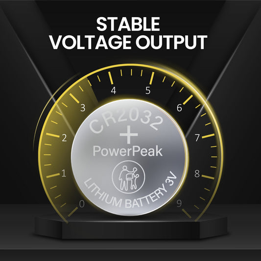 PowerPeak CR2032 Battery 3V Lithium Coin Cell
