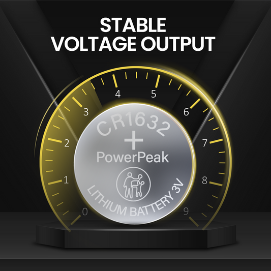 PowerPeak CR1632 Battery 3V Lithium Coin Cell